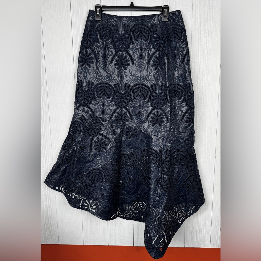 Marie Oliver Casey Embroidered Faux Leather Skirt - Picture 3 of 10